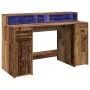 Escritorio con LED madera ingeniería envejecida 140x55x91 cm de , Escritorios - Ref: Foro24-3309427, Precio: 189,49 €, Descue...