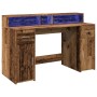 Escritorio con LED madera ingeniería envejecida 140x55x91 cm de , Escritorios - Ref: Foro24-3309427, Precio: 192,58 €, Descue...