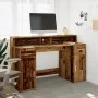 Escritorio con LED madera ingeniería envejecida 140x55x91 cm de , Escritorios - Ref: Foro24-3309427, Precio: 189,49 €, Descue...