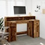 Escritorio con LED madera ingeniería envejecida 140x55x91 cm de , Escritorios - Ref: Foro24-3309427, Precio: 192,58 €, Descue...