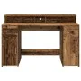 Escritorio con LED madera ingeniería envejecida 140x55x91 cm de , Escritorios - Ref: Foro24-3309427, Precio: 189,49 €, Descue...