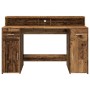 Escritorio con LED madera ingeniería envejecida 140x55x91 cm de , Escritorios - Ref: Foro24-3309427, Precio: 192,58 €, Descue...