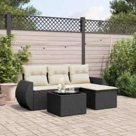 Set de muebles de jardín 5 pzas y cojines ratán sintético negro de , Conjuntos de jardín - Ref: Foro24-3253613, Precio: 325,4...