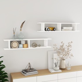 Estantes de pared 2 uds madera contrachapada blanco 105x18x20cm de , Estantes y estanterías - Ref: Foro24-807205, Precio: 43,...