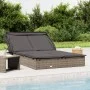 Zweierliege mit faltbarem Baldachin aus grauem PE-Rattan, 213x118x97 cm. von , Liegen - Ref: Foro24-319651, Preis: 290,88 €, ...