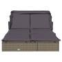 Tumbona 2 personas toldo plegable ratán PE gris 213x118x97 cm de , Tumbonas - Ref: Foro24-319651, Precio: 264,02 €, Descuento: %