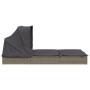 Tumbona 2 personas toldo plegable ratán PE gris 213x118x97 cm de , Tumbonas - Ref: Foro24-319651, Precio: 264,02 €, Descuento: %