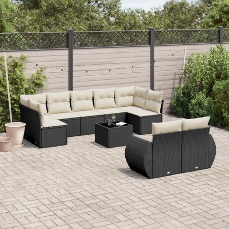 Set de sofás de jardín 10 pzas cojines ratán sintético negro de , Conjuntos de jardín - Ref: Foro24-3254163, Precio: 614,66 €...