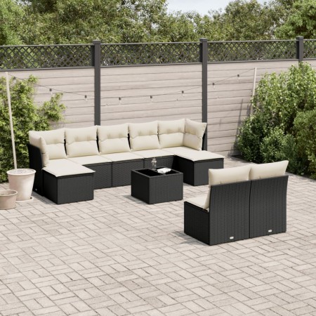 Set de sofás de jardín 10 pzas cojines ratán sintético negro de , Conjuntos de jardín - Ref: Foro24-3250115, Precio: 547,77 €...
