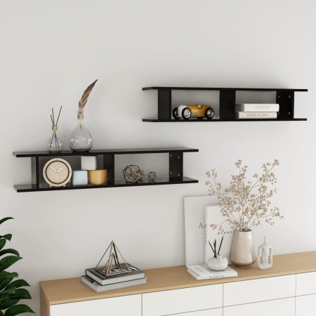 Estantes de pared 2 uds madera contrachapada negro 105x18x20 cm de , Estantes y estanterías - Ref: Foro24-807206, Precio: 35,...