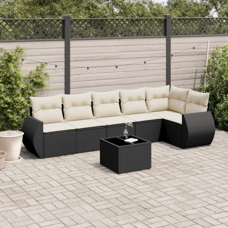 Set de comedor de jardín 7 pzas y cojines ratán sintético negro de , Conjuntos de jardín - Ref: Foro24-3253733, Precio: 443,9...