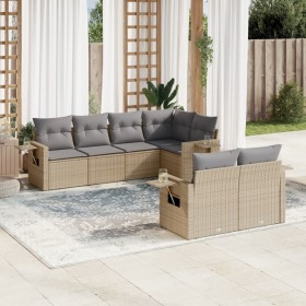 Set sofás de jardín 7 piezas y cojines ratán sintético beige en Conjuntos de jardín | Comprar online en Foru.es