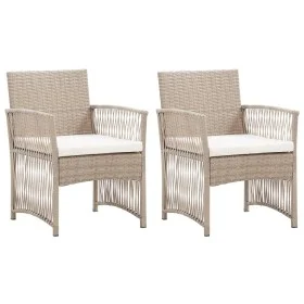 Sillones de jardín con cojines 2 unidades ratán sintético beige de , Sillas de jardín - Ref: Foro24-363408, Precio: 148,79 €,...