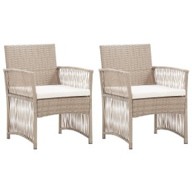 Sillones de jardín con cojines 2 unidades ratán sintético beige de , Sillas de jardín - Ref: Foro24-363408, Precio: 151,17 €,...