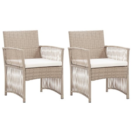 Sillones de jardín con cojines 2 unidades ratán sintético beige de , Sillas de jardín - Ref: Foro24-363408, Precio: 151,17 €,...