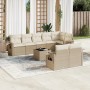 Set de sofás de jardín 9 pzas con cojines ratán sintético beige en Conjuntos de jardín | Comprar online en Foru.es