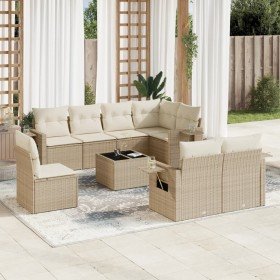 Set de sofás de jardín 9 pzas con cojines ratán sintético beige en Conjuntos de jardín | Comprar online en Foru.es