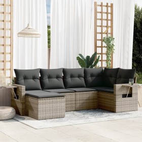 Set de muebles de jardín 6 pzas y cojines ratán sintético gris en Conjuntos de jardín | Comprar online en Foru.es