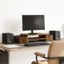 Soporte de pantalla con almacenaje roble ahumado 70x27x15 cm de , Bases y elevadores para ordenadores - Ref: Foro24-854683, P...