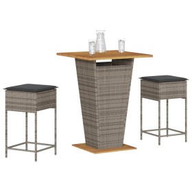 Juego de bar de jardín de 3 piezas con cojines ratán PE gris de , Conjuntos de jardín - Ref: Foro24-3261482, Precio: 331,08 €...