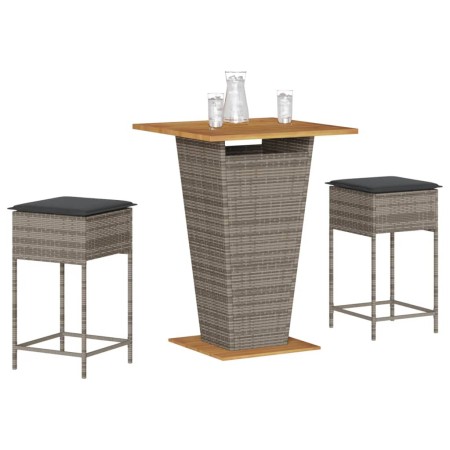 Juego de bar de jardín de 3 piezas con cojines ratán PE gris de , Conjuntos de jardín - Ref: Foro24-3261482, Precio: 331,08 €...