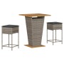 Juego de bar de jardín de 3 piezas con cojines ratán PE gris de , Conjuntos de jardín - Ref: Foro24-3261482, Precio: 331,08 €...