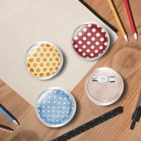 Set of 100 acrylic button badges with pin, 25 mm each. by , Badges - Ref: Foro24-30163, Price: 14,75 €, Discount: %