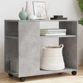 Mesa auxiliar ruedas madera ingeniería gris hormigón 70x35x60cm de , Mesas auxiliares - Ref: Foro24-853149, Precio: 46,31 €, ...