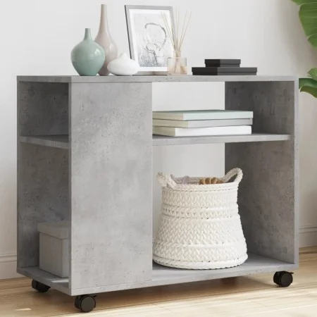 Mesa auxiliar ruedas madera ingeniería gris hormigón 70x35x60cm de , Mesas auxiliares - Ref: Foro24-853149, Precio: 46,31 €, ...