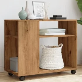 Mesa auxiliar con ruedas madera roble Sonoma 70x35x60 cm de , Mesas auxiliares - Ref: Foro24-853154, Precio: 52,71 €, Descuen...