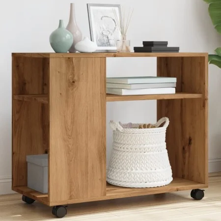 Mesa auxiliar con ruedas madera roble Sonoma 70x35x60 cm de , Mesas auxiliares - Ref: Foro24-853154, Precio: 52,71 €, Descuen...