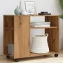 Mesa auxiliar con ruedas madera roble Sonoma 70x35x60 cm de , Mesas auxiliares - Ref: Foro24-853154, Precio: 52,71 €, Descuen...