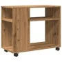 Mesa auxiliar con ruedas madera roble Sonoma 70x35x60 cm de , Mesas auxiliares - Ref: Foro24-853154, Precio: 52,71 €, Descuen...