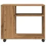 Mesa auxiliar con ruedas madera roble Sonoma 70x35x60 cm de , Mesas auxiliares - Ref: Foro24-853154, Precio: 52,71 €, Descuen...