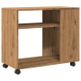 Mesa auxiliar con ruedas madera roble Sonoma 70x35x60 cm de , Mesas auxiliares - Ref: Foro24-853154, Precio: 53,26 €, Descuen...