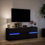 Mueble de TV con LED madera de ingeniería negro 140x34x50 cm de , Muebles TV - Ref: Foro24-3307920, Precio: 151,43 €, Descuen...