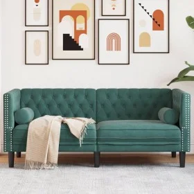 Zweiplätziges Chesterfield-Sofa mit dunkelgrünen Samtkissen. von , Sofas - Ref: Foro24-372685, Preis: 307,19 €, Rabatt: %