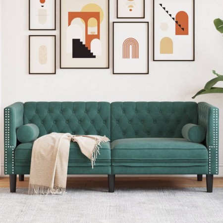 Sofá Chesterfield 2 plazas con cojines terciopelo verde oscuro de , Sofás - Ref: Foro24-372685, Precio: 329,11 €, Descuento: %