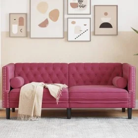 Sofá Chesterfield 2 plazas con cojines terciopelo rojo tinto de , Sofás - Ref: Foro24-372687, Precio: 305,88 €, Descuento: %