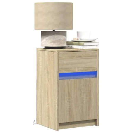 Nachttische mit LED-Lichtern, 2 Stück, aus Eichenholz in Sonoma-Eiche-Optik. von , Nachttische - Ref: Foro24-852003, Preis: 8...