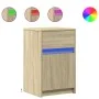 Nachttische mit LED-Lichtern, 2 Stück, aus Eichenholz in Sonoma-Eiche-Optik. von , Nachttische - Ref: Foro24-852003, Preis: 8...