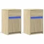 Mesitas de noche luces LED 2 uds madera ingeniería roble Sonoma de , Mesitas de noche - Ref: Foro24-852003, Precio: 85,38 €, ...