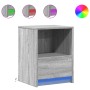 Mesita de noche con luces LED madera de ingeniería gris Sonoma de , Mesitas de noche - Ref: Foro24-852029, Precio: 43,23 €, D...