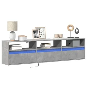 Wall-mounted TV unit with LED in concrete gray, 180x31x45 cm by , TV Furniture - Ref: Foro24-3307943, Price: 151,92 €, Discou...
