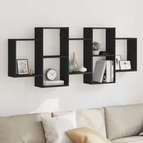 Estantería de pared madera de ingeniería negra 159x18x65 cm de , Estantes y estanterías - Ref: Foro24-853210, Precio: 63,53 €...