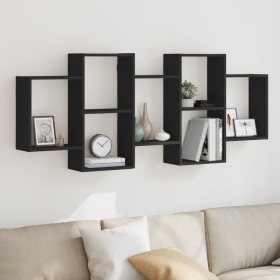 Estantería de pared madera de ingeniería negra 159x18x65 cm de , Estantes y estanterías - Ref: Foro24-853210, Precio: 64,40 €...