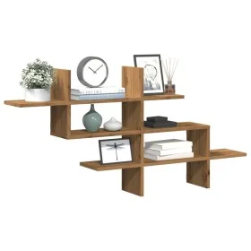 Engineered oak wood artisan wall shelf 124.5x18x60.5 cm by , Shelves and shelves - Ref: Foro24-853271, Price: 40,80 €, Discou...