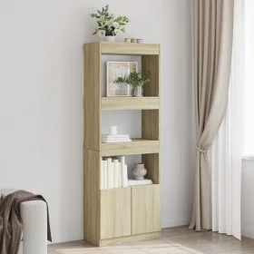 Aparador alto madera de ingeniería roble Sonoma 63x33x180 cm de , Librerías y estanterías - Ref: Foro24-3309602, Precio: 90,0...