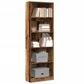Estantería madera de ingeniería color envejecido 60x24x176 cm de , Librerías y estanterías - Ref: Foro24-857828, Precio: 73,9...