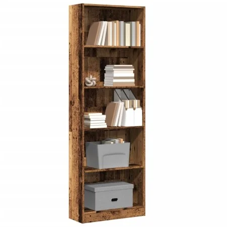 Estantería madera de ingeniería color envejecido 60x24x176 cm de , Librerías y estanterías - Ref: Foro24-857828, Precio: 73,9...